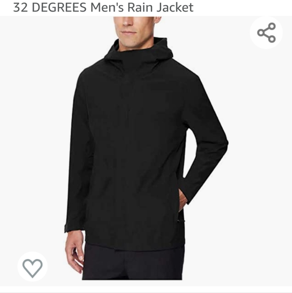 32 Degrees Cool Men's Waterproof Rain Jacket Black XXL NIB Last One - Picture 5 of 6
